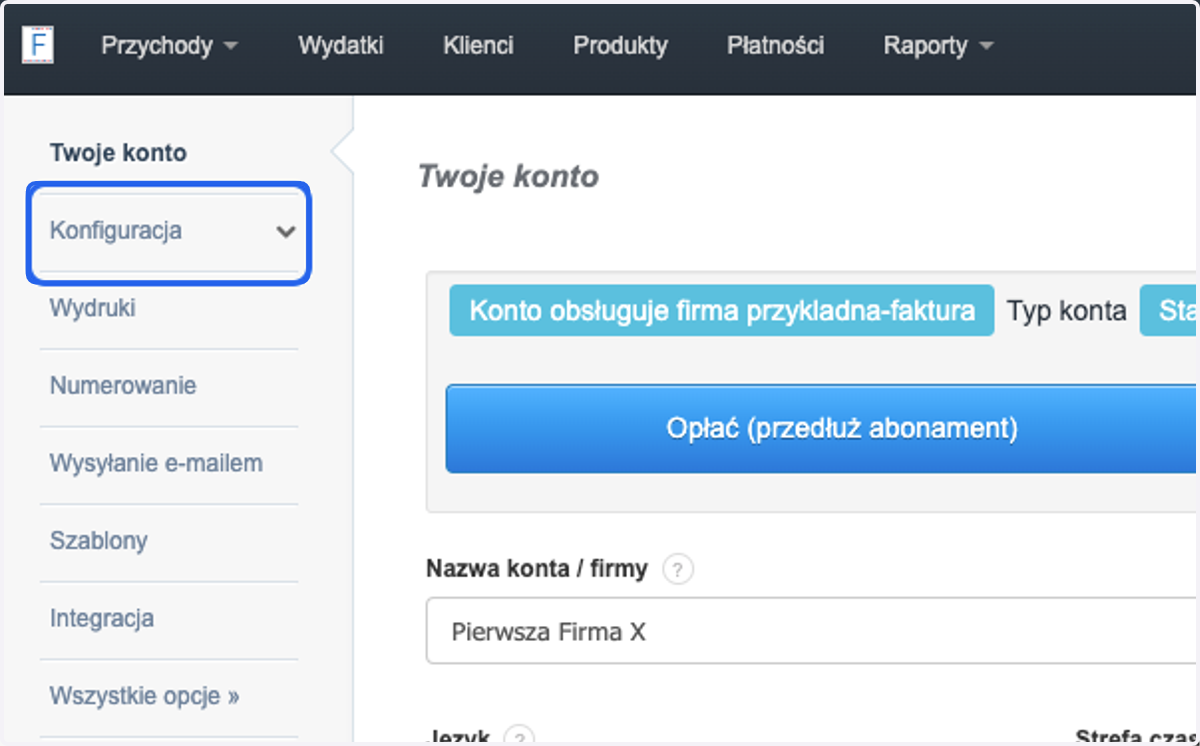 > Konfiguracja >