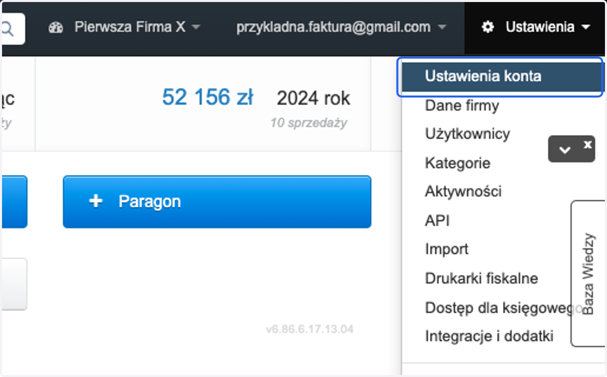 > Ustawienia konta >