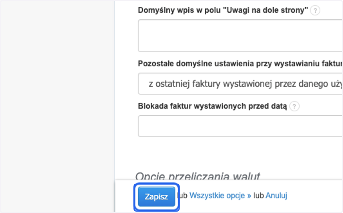 zapisz ustawienia wybierając przycisk > Zapisz
