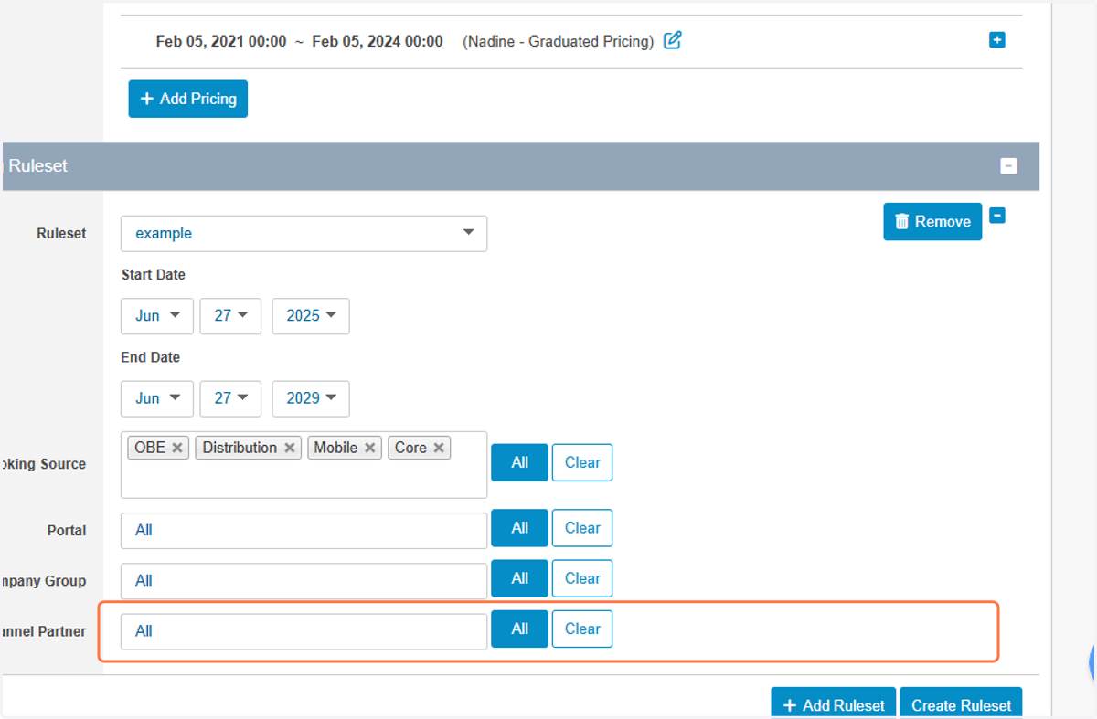 OPTIONAL: select a Channel Partner(s) to apply dynamic pricing to