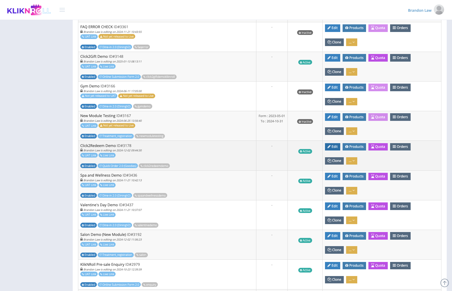 Select the campaign you want to add to the index page, then click on "Edit."