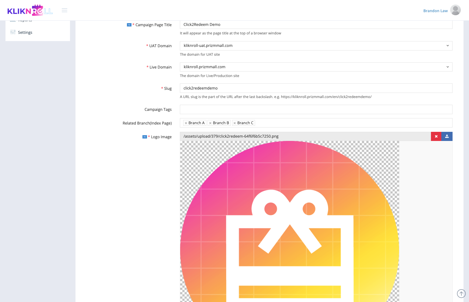 In the General Settings, select the related branch (Index Page) you want to add to the index page.