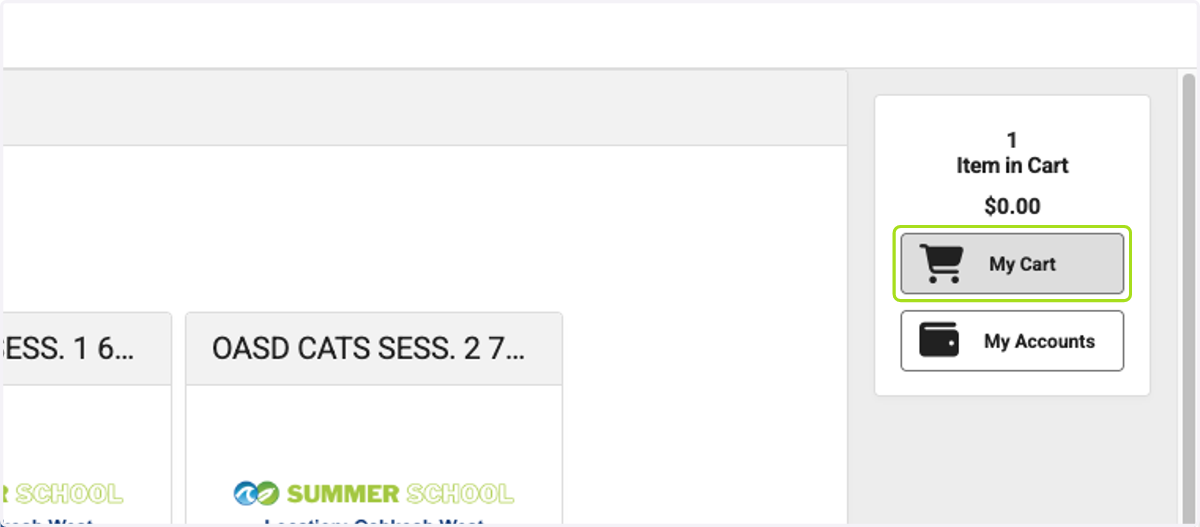 Click on My Cart
