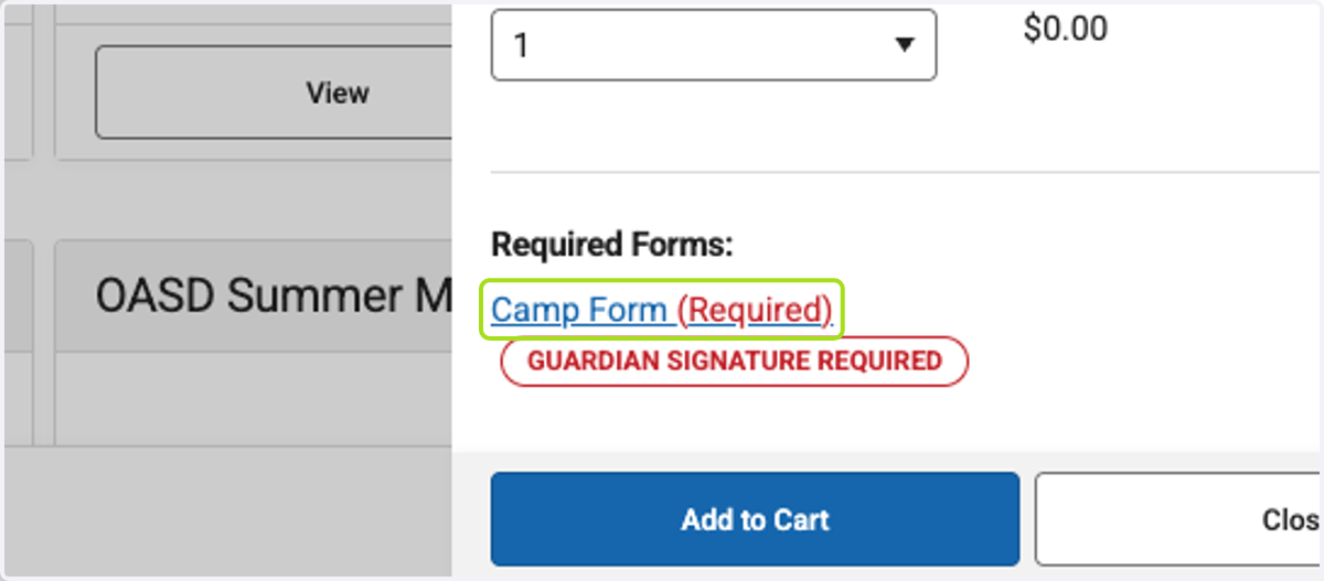 Click on Camp Form (Required)
