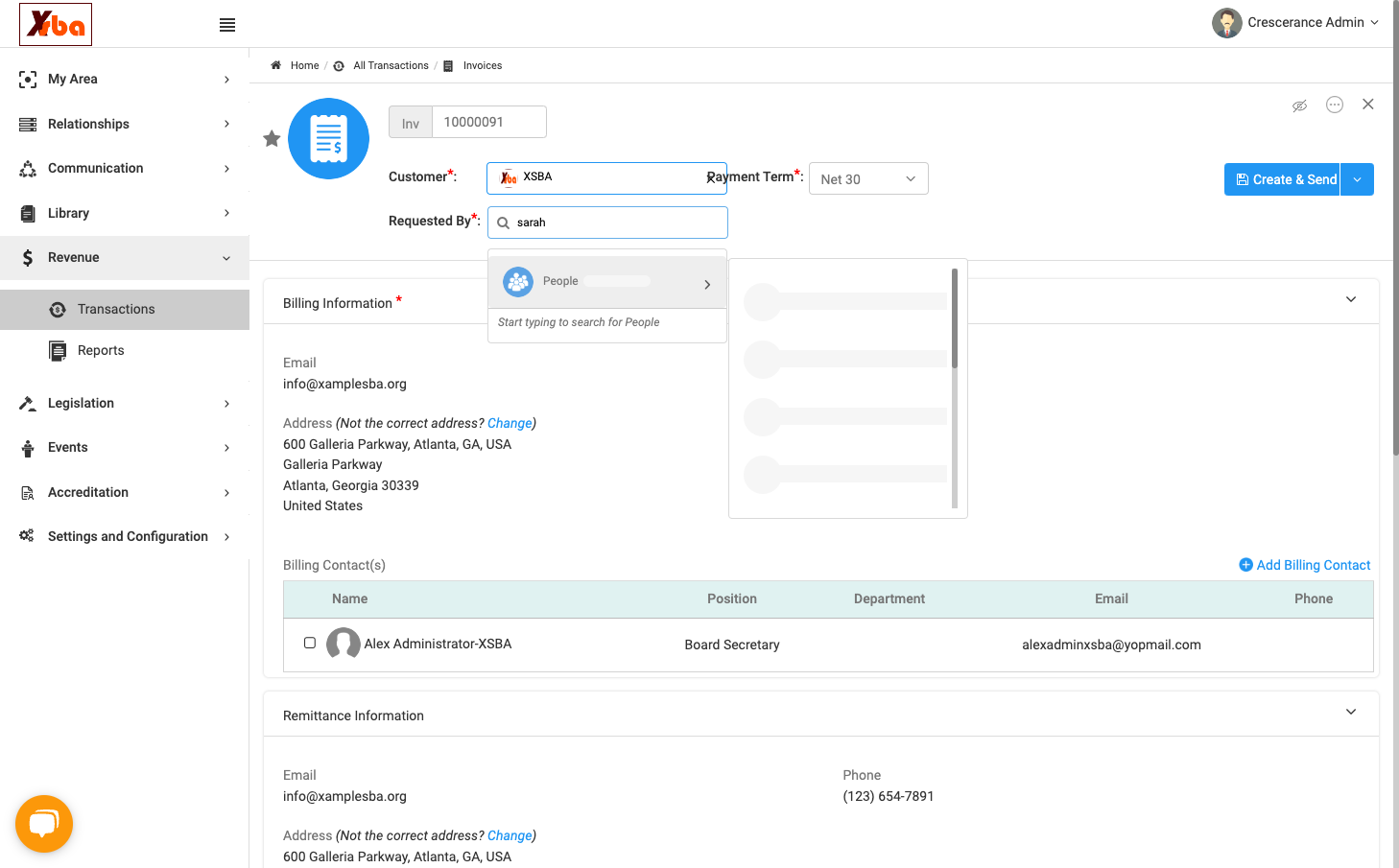 Search the Organization's Contact