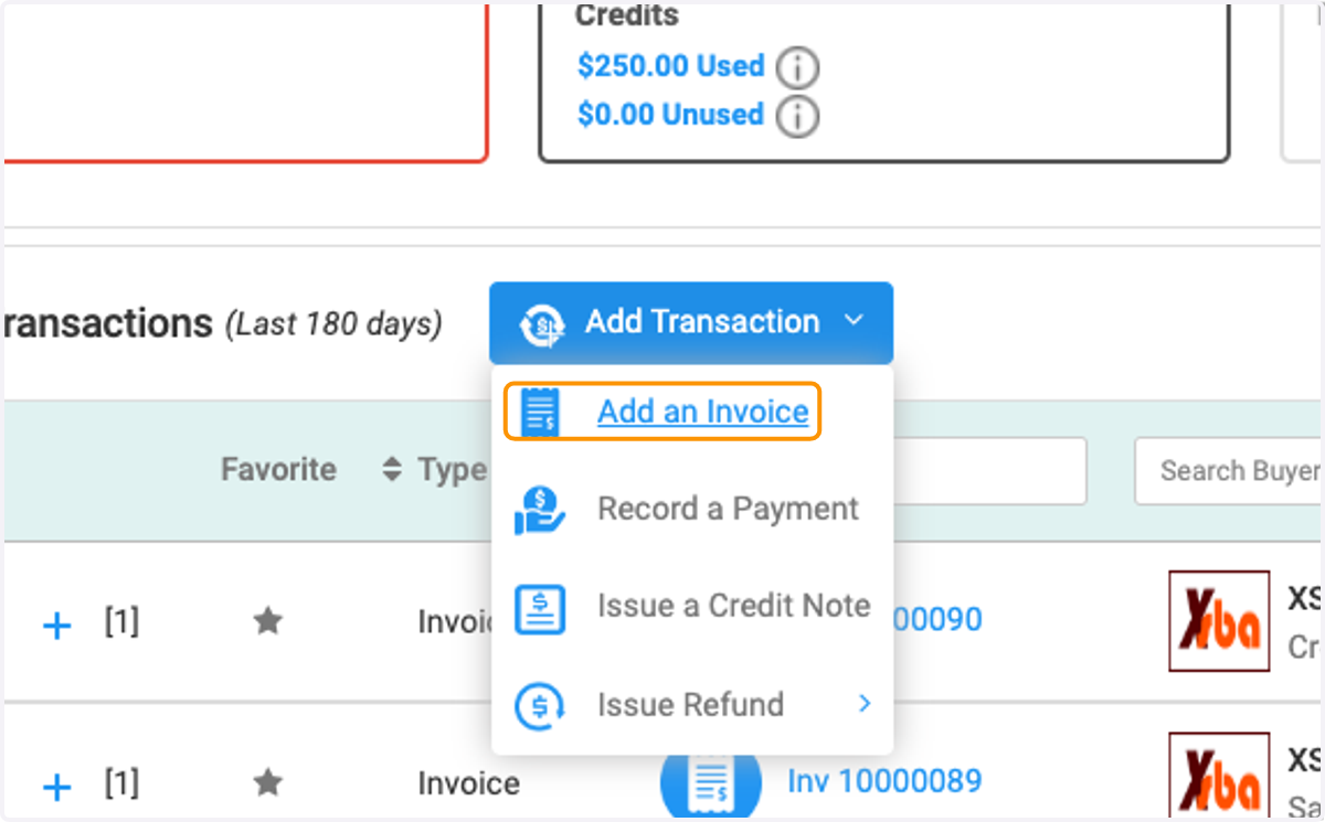 Click on Add an Invoice