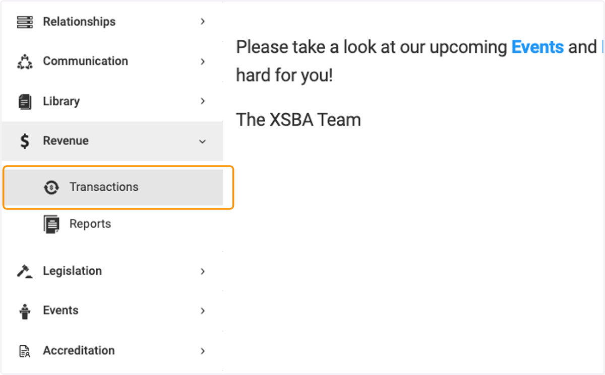 Click on Transactions