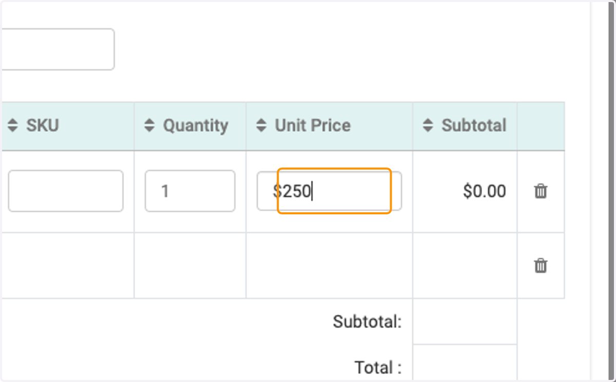 Enter the price