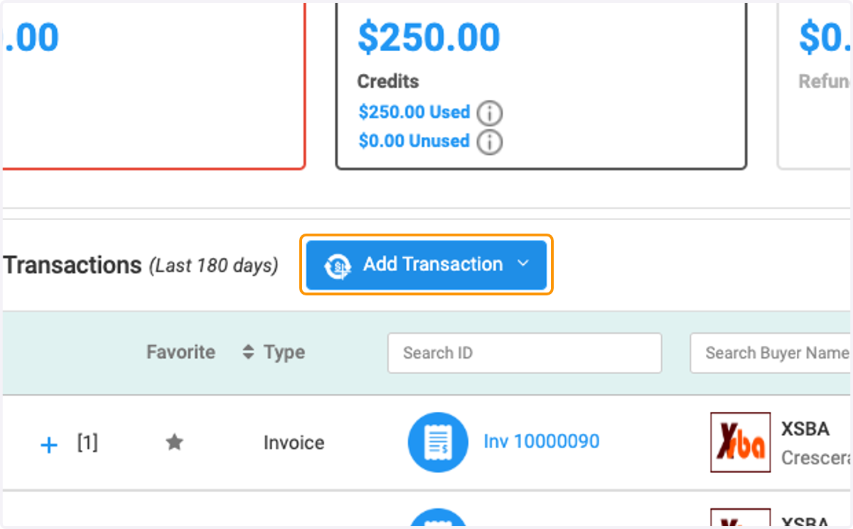 Click on Add Transaction