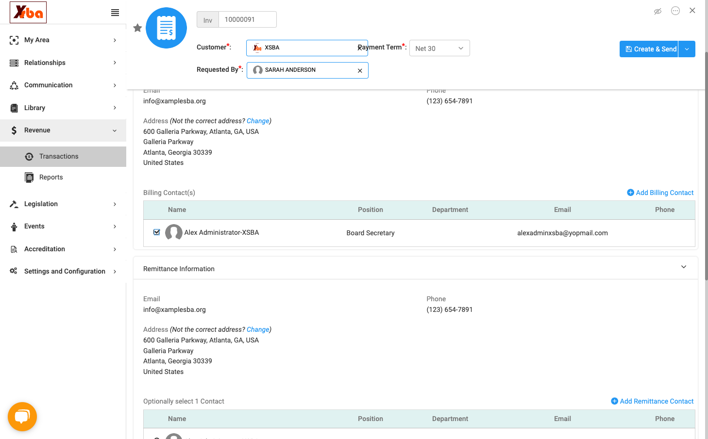 Select Billing Contact