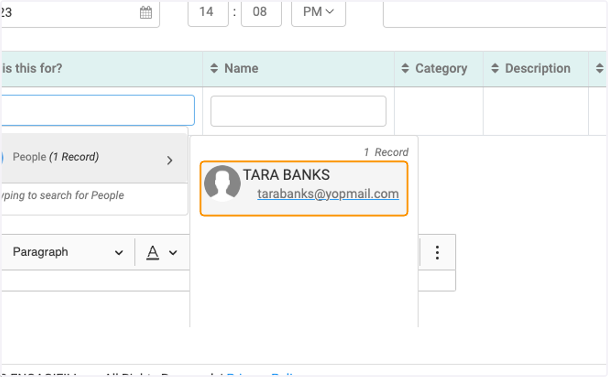 Enter the Individual the invoice is on behalf of