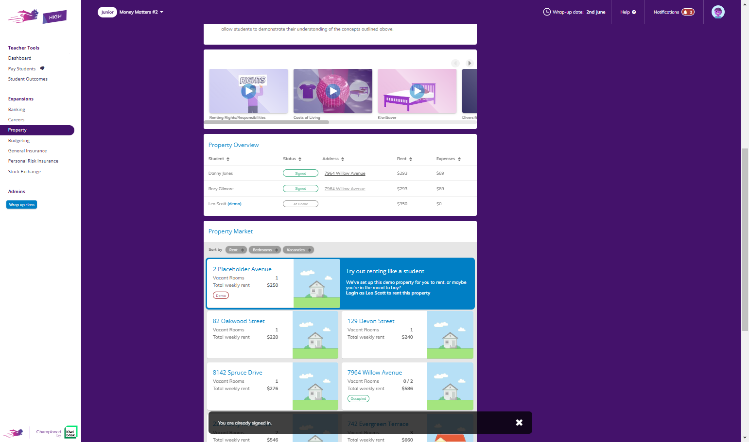 You can click on any of the addresses to see more information.