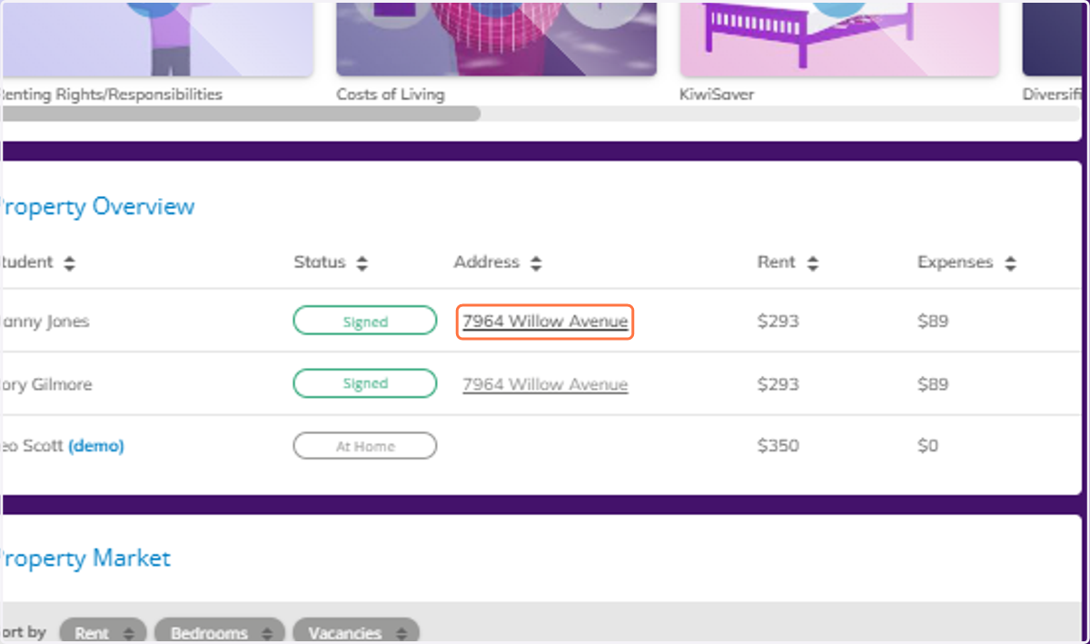 You can click on any of the addresses to see more information.