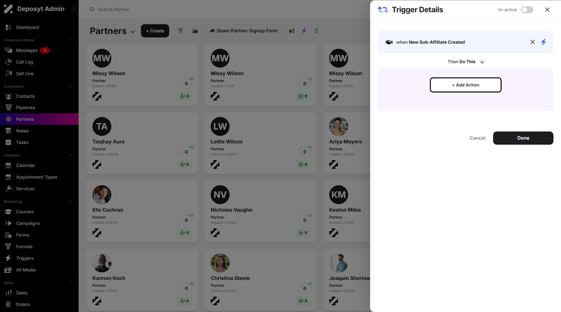 Step 7: To add an action, click on the ‘+ Add Action’ button.