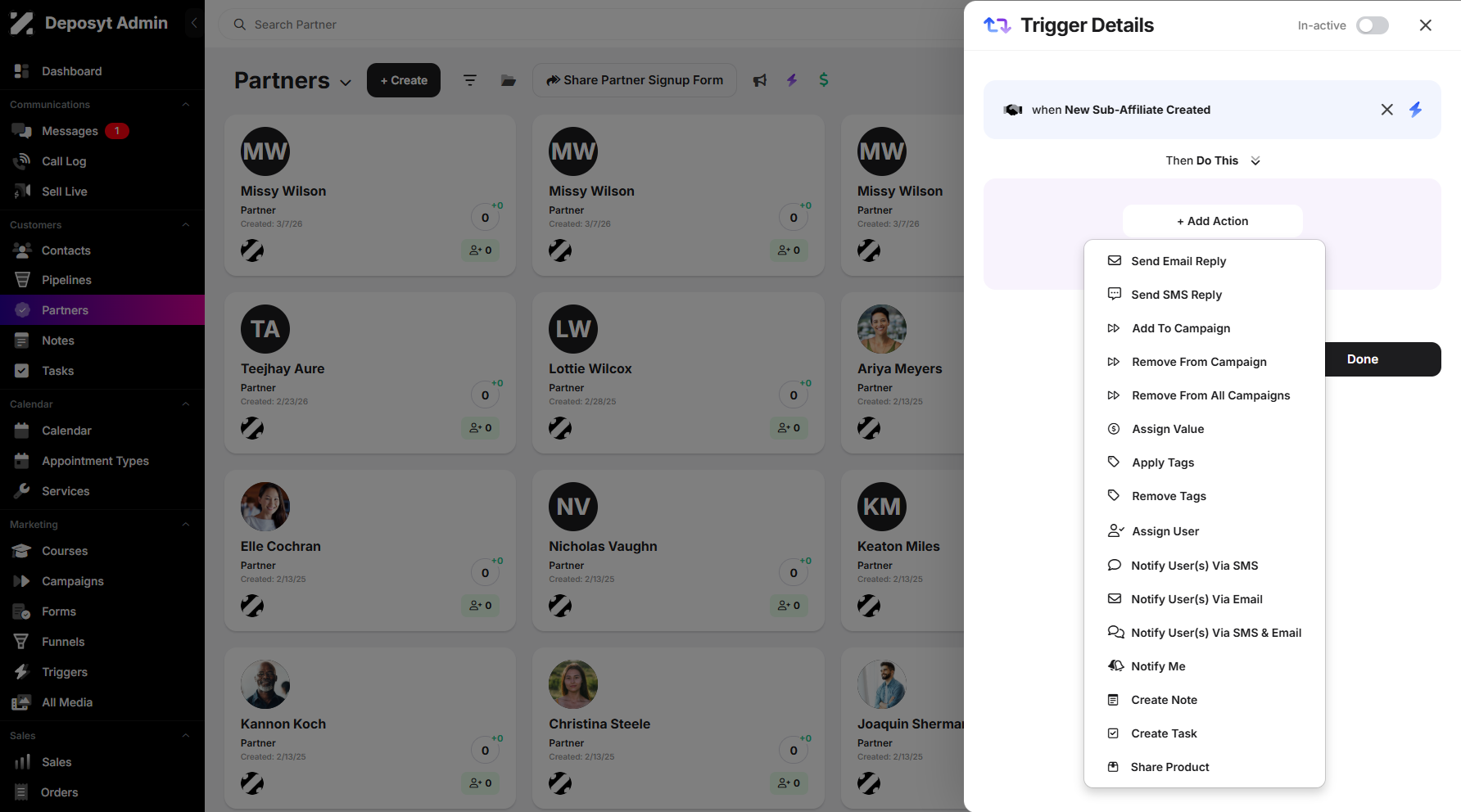 Step 8: The system will show all actions you can select from—pick one or more as needed.