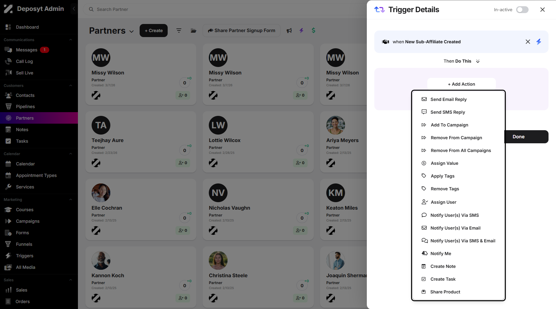 Step 8: The system will show all actions you can select from—pick one or more as needed.