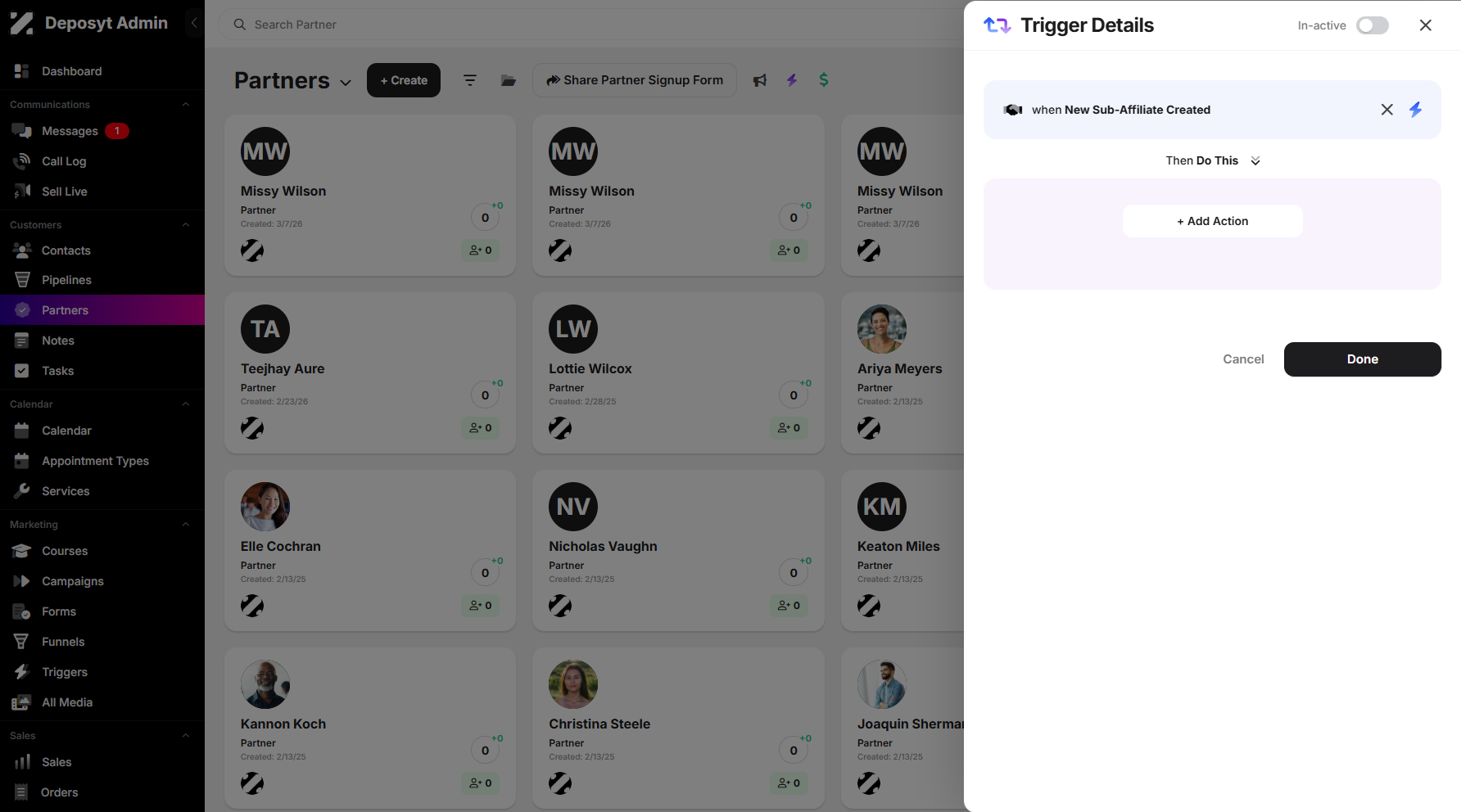 Step 6: You will then be prompted to a new page where you need to set the action that occurs when the trigger condition is met.
