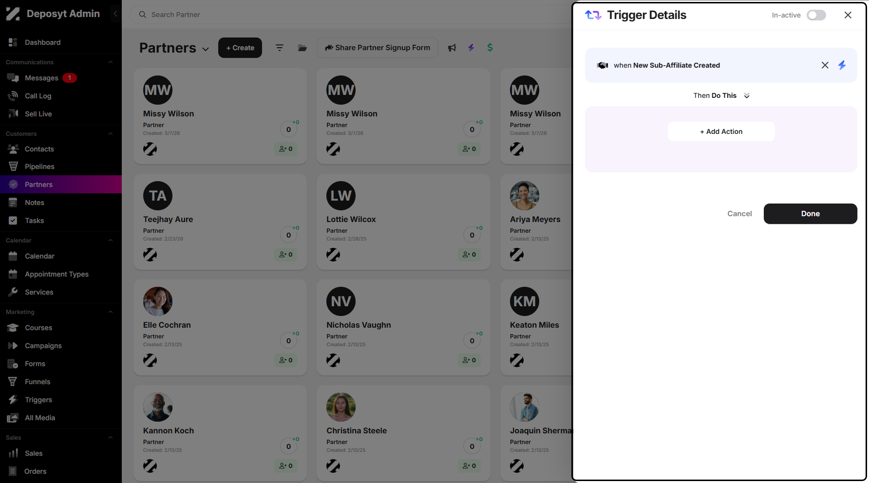 Step 6: You will then be prompted to a new page where you need to set the action that occurs when the trigger condition is met.