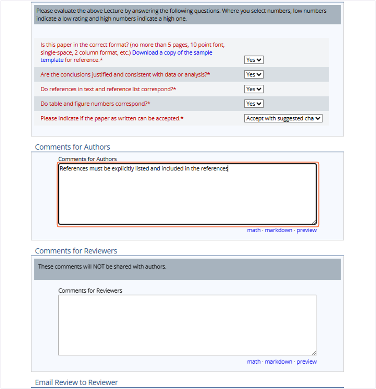 In the 'Comments for Authors' section, please provide any detailed feedback on issues with the paper that need to be corrected for the final version.