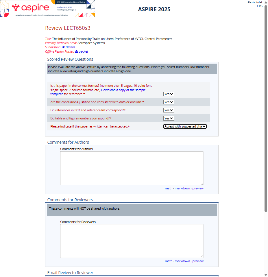 From the last drop-down, choose 'Accept as Submitted, No Changes', 'Accept with Suggested Changes', or 'Reject'