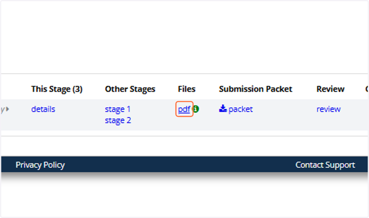 Once accepted, you'll see more information on the submission. Click on 'pdf' to access the draft paper.