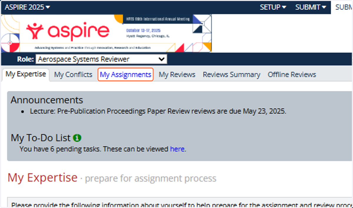 Click on My Assignments