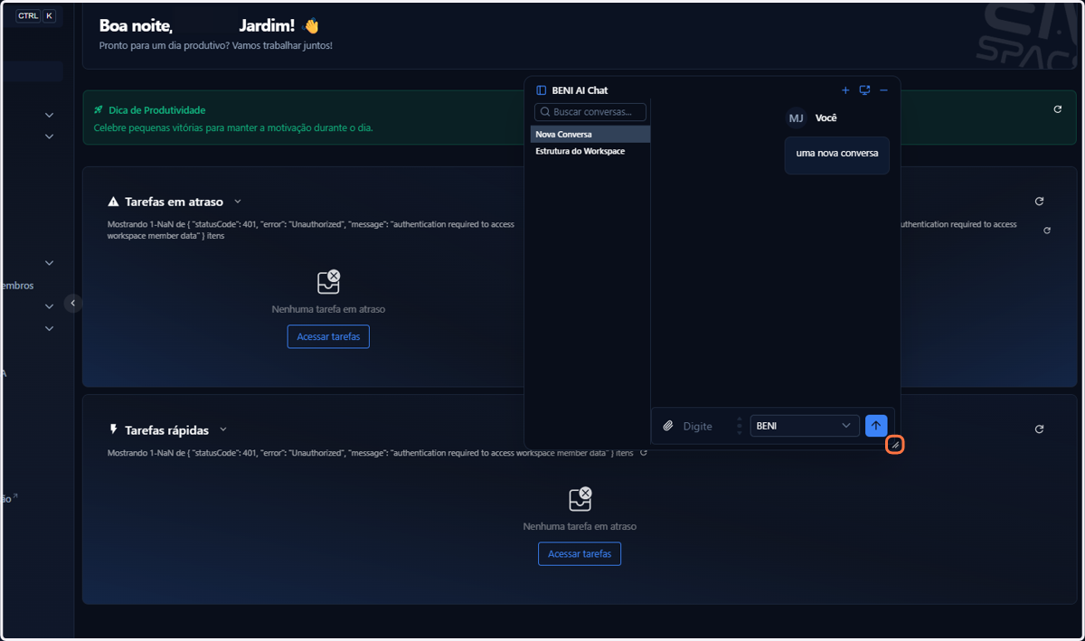 Arrastando o vértice selecionado, você pode redimensionar o seu chat de acordo com a sua preferência
