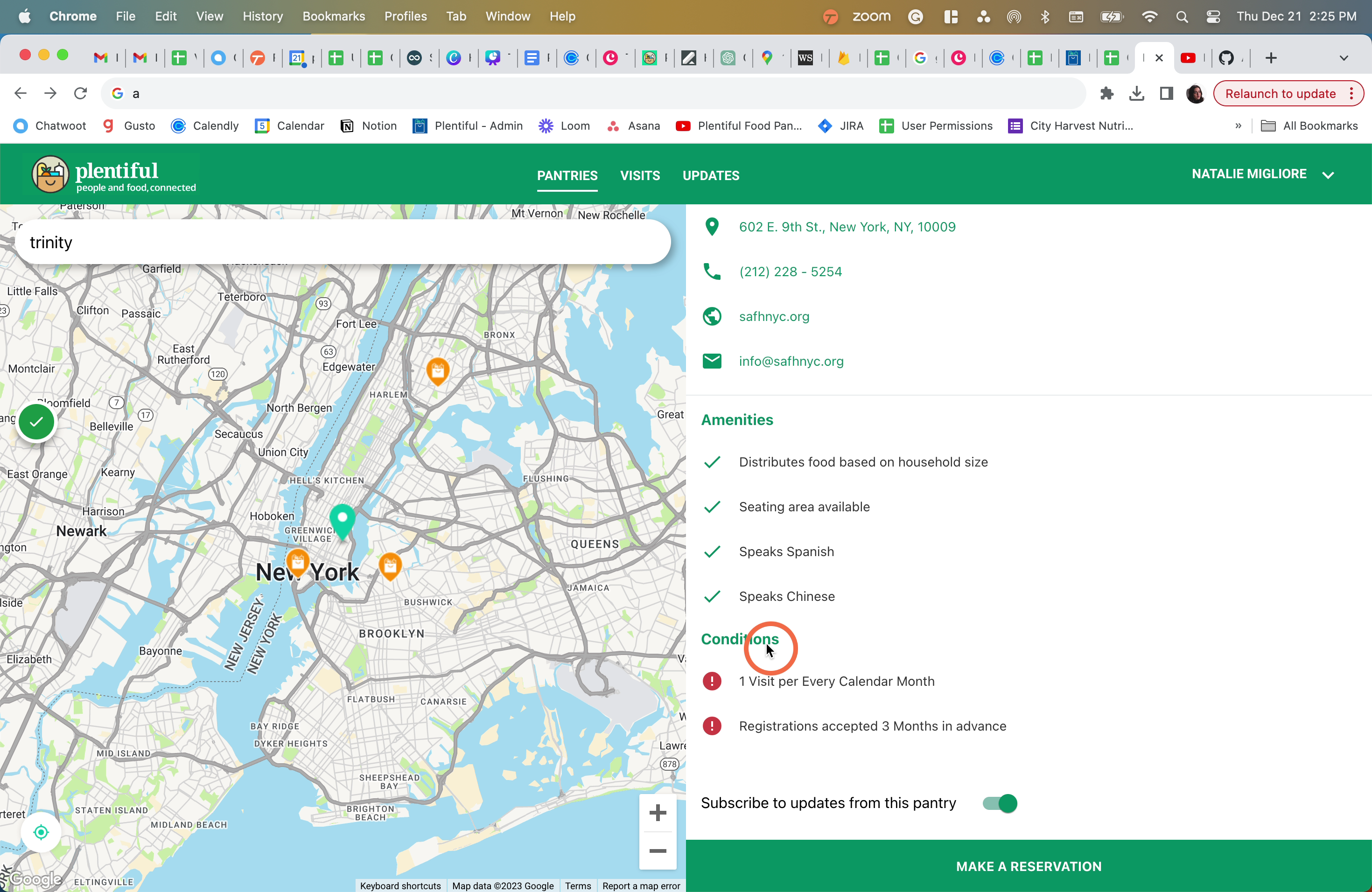 So, you now that the provider requires reservations but you do not see the option to make a reservation - why not? Review the "Conditions" section to determine when reservation slots open and how often you can visit.