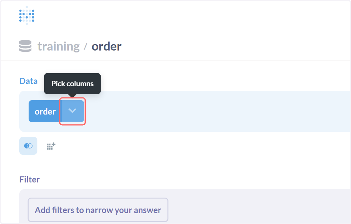 Click the arrow to control the data shown