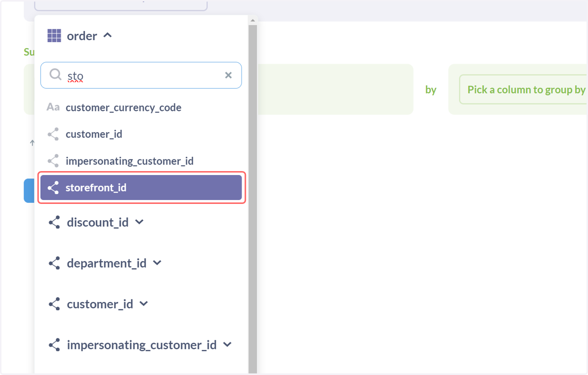 Locate the metric by which you wish to filter