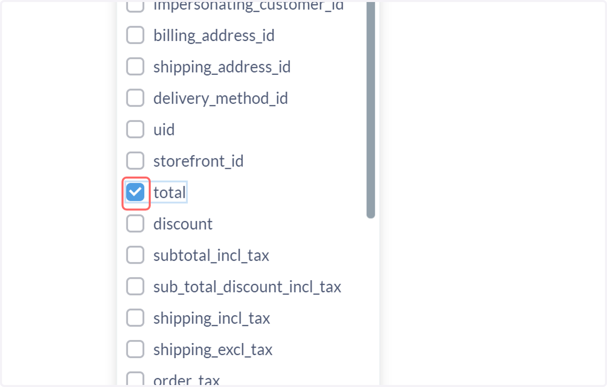 Select required fields