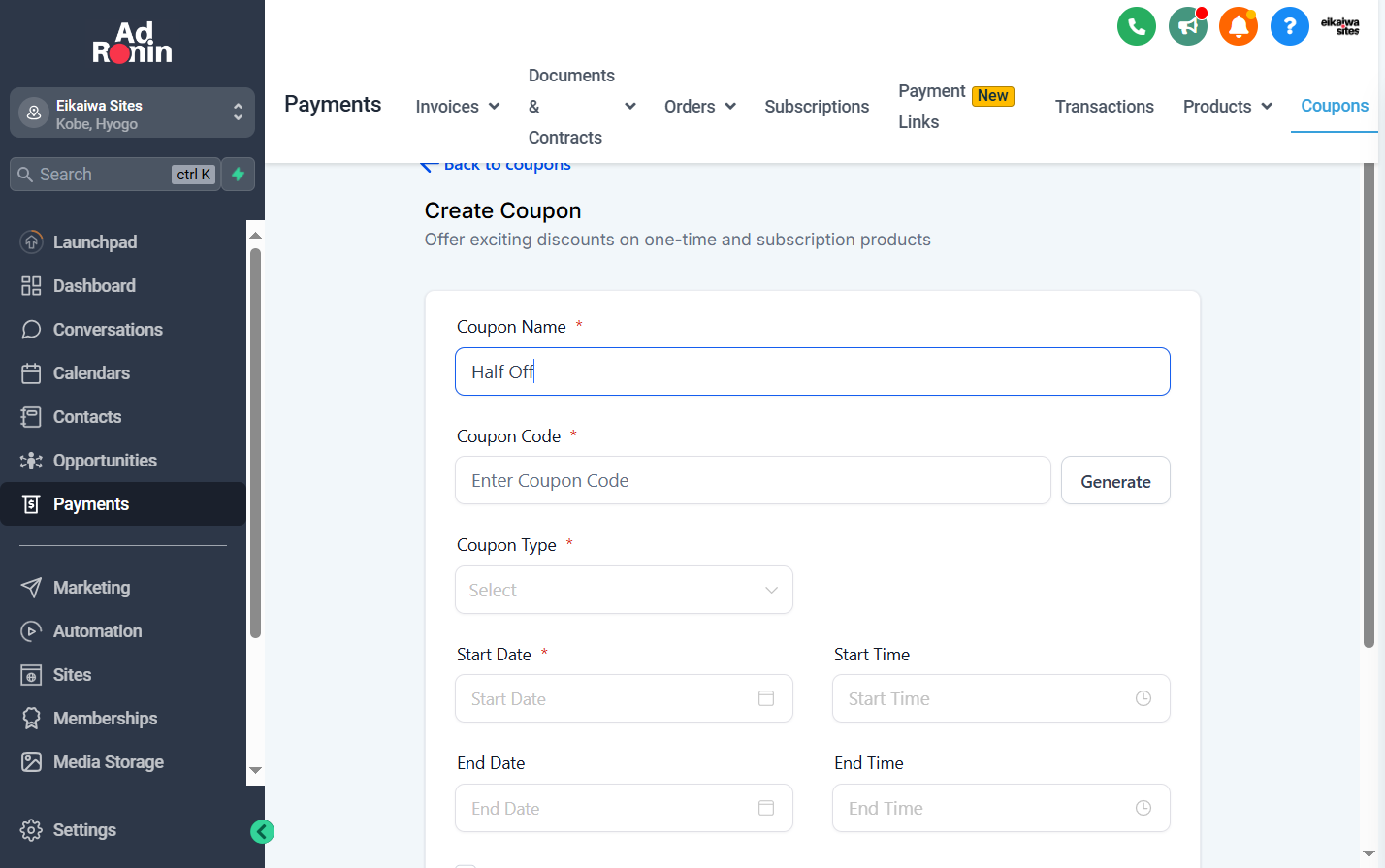 Type your coupon name
