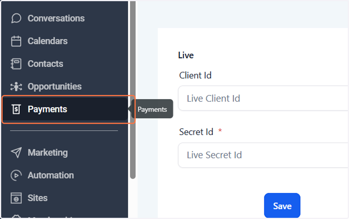 Click on Payments