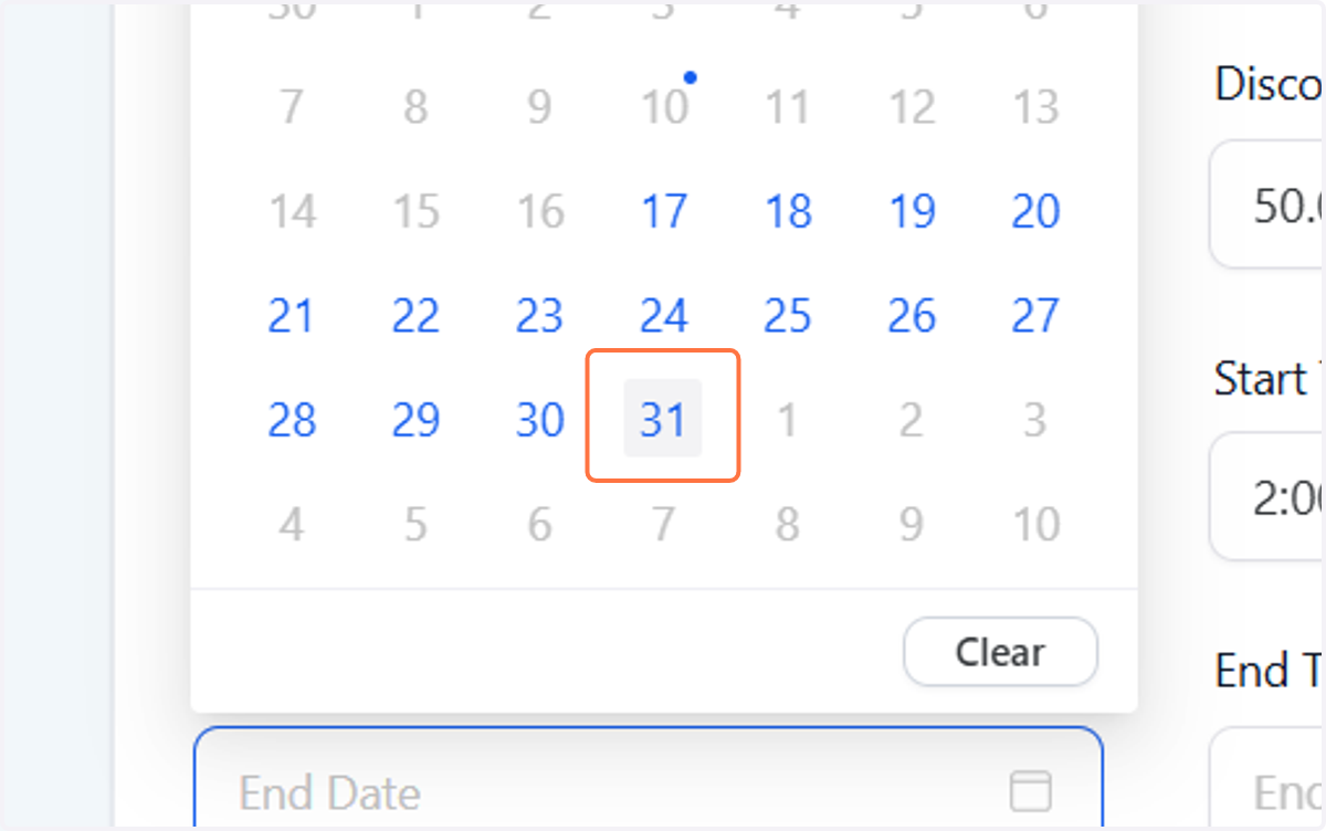 Choose an end date (this is optional). Don't touch this if you want no end date