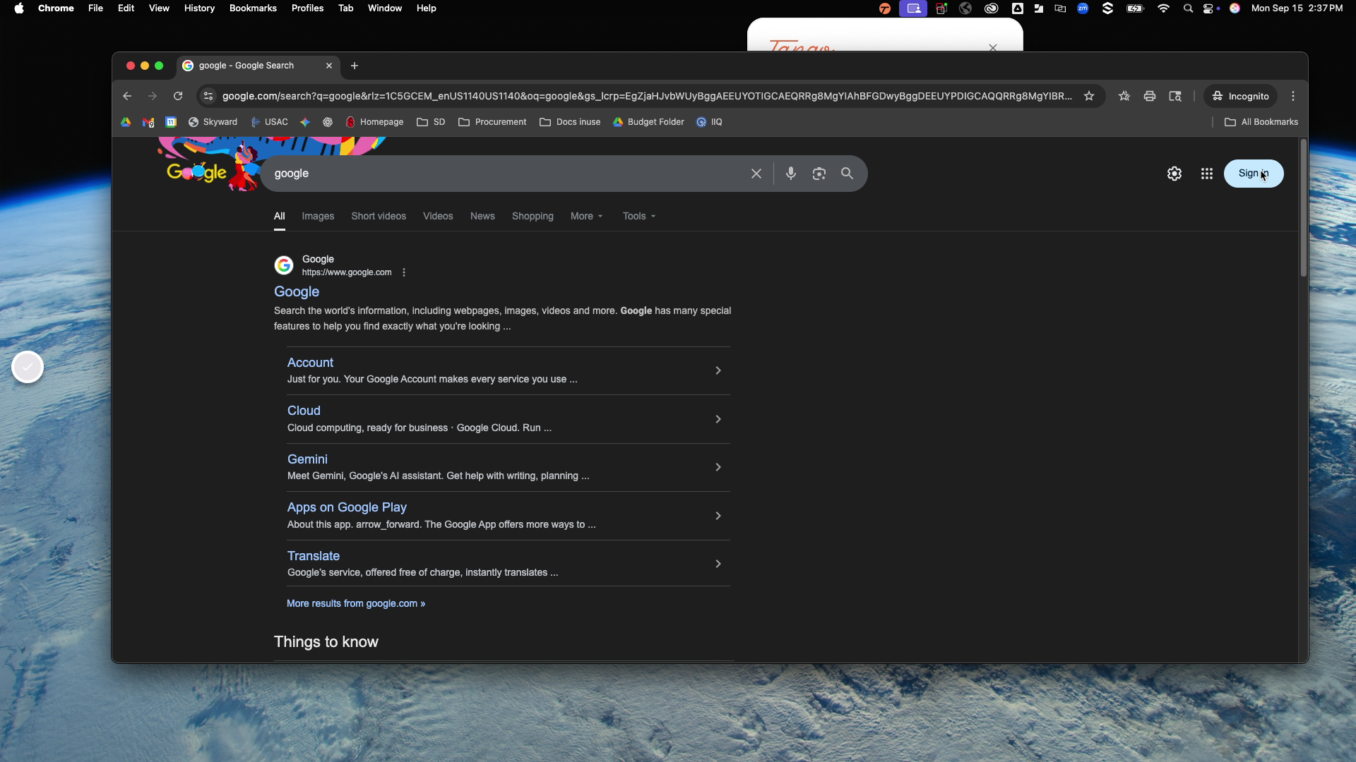 Sign in to Google with your district provide information