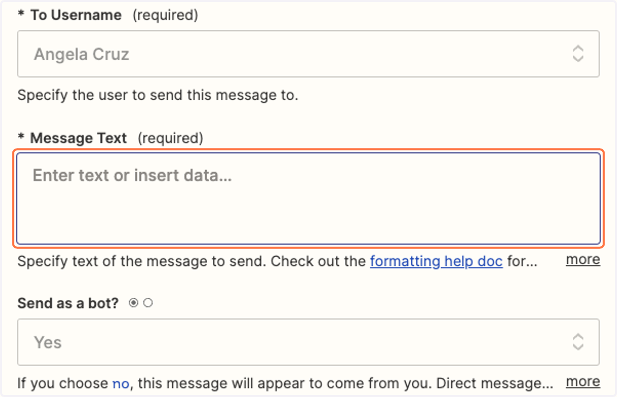 Customize Message Text.