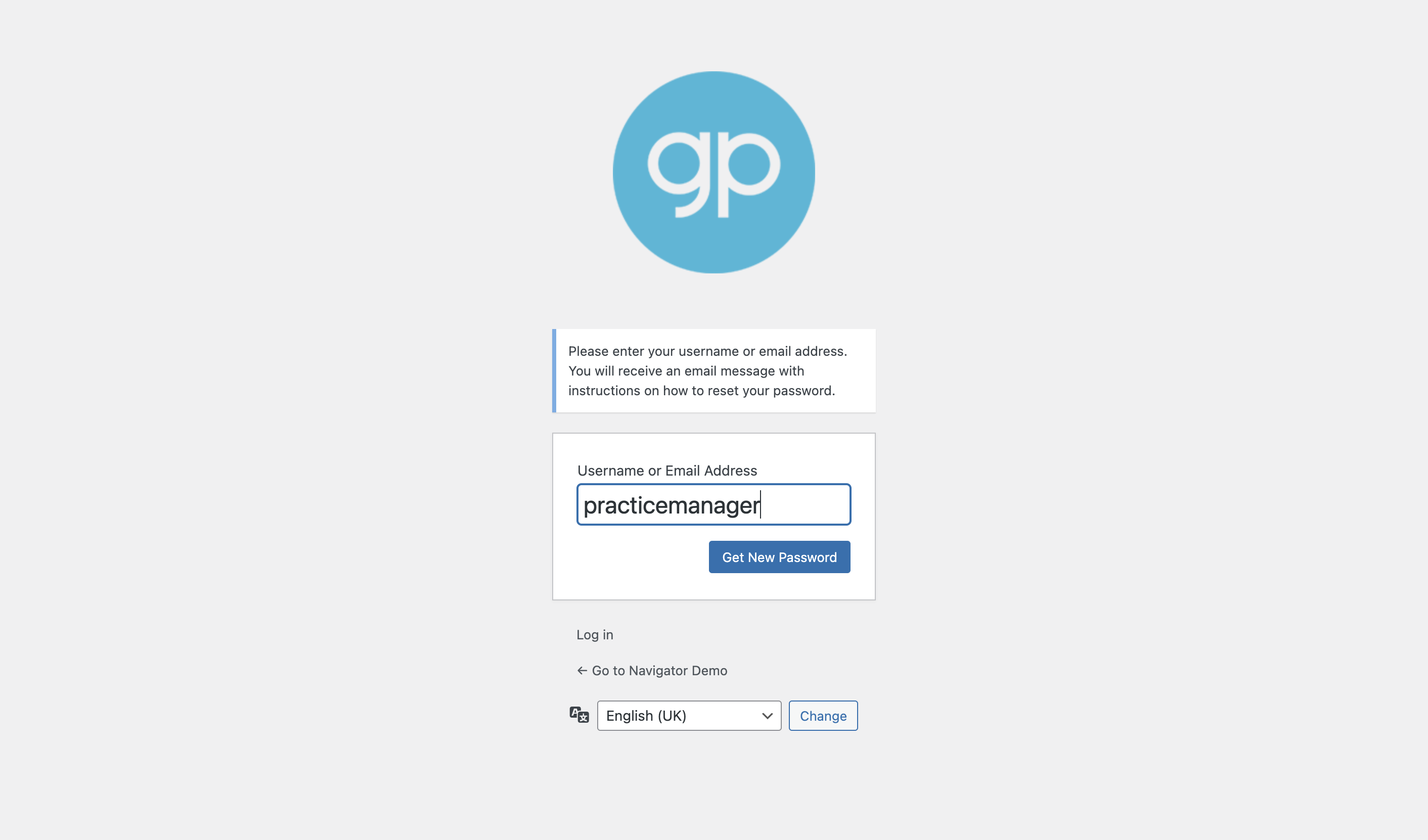 The Username or Email address box