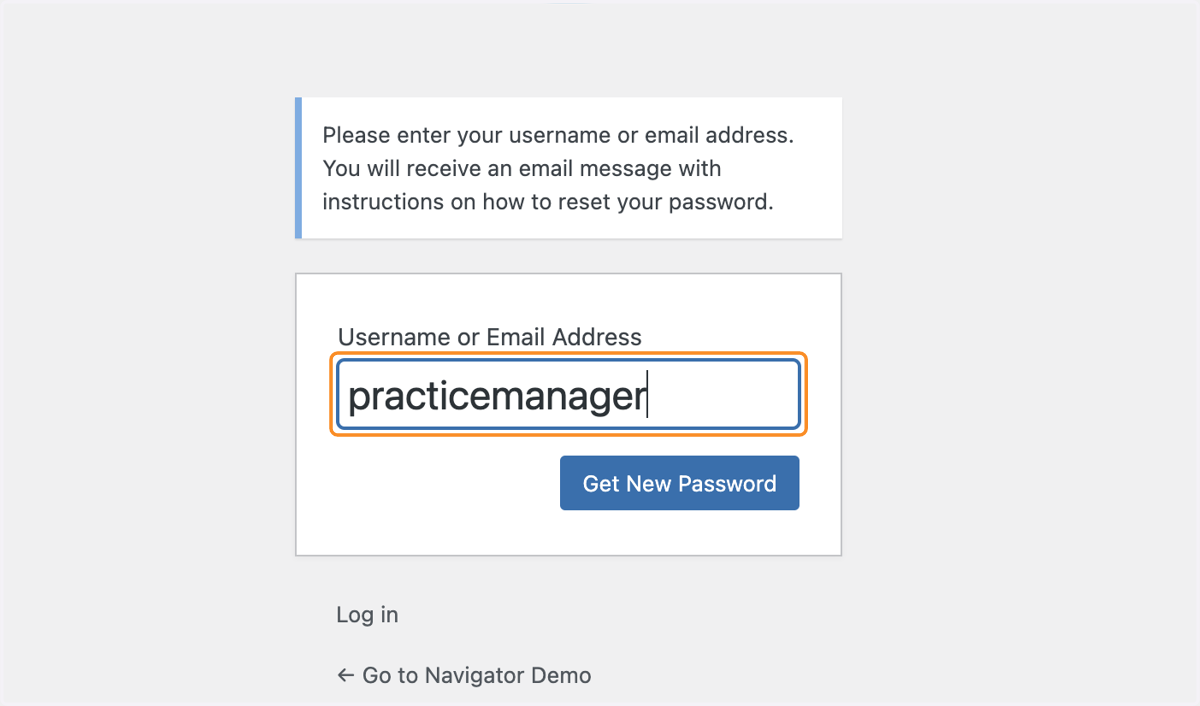 The Username or Email address box