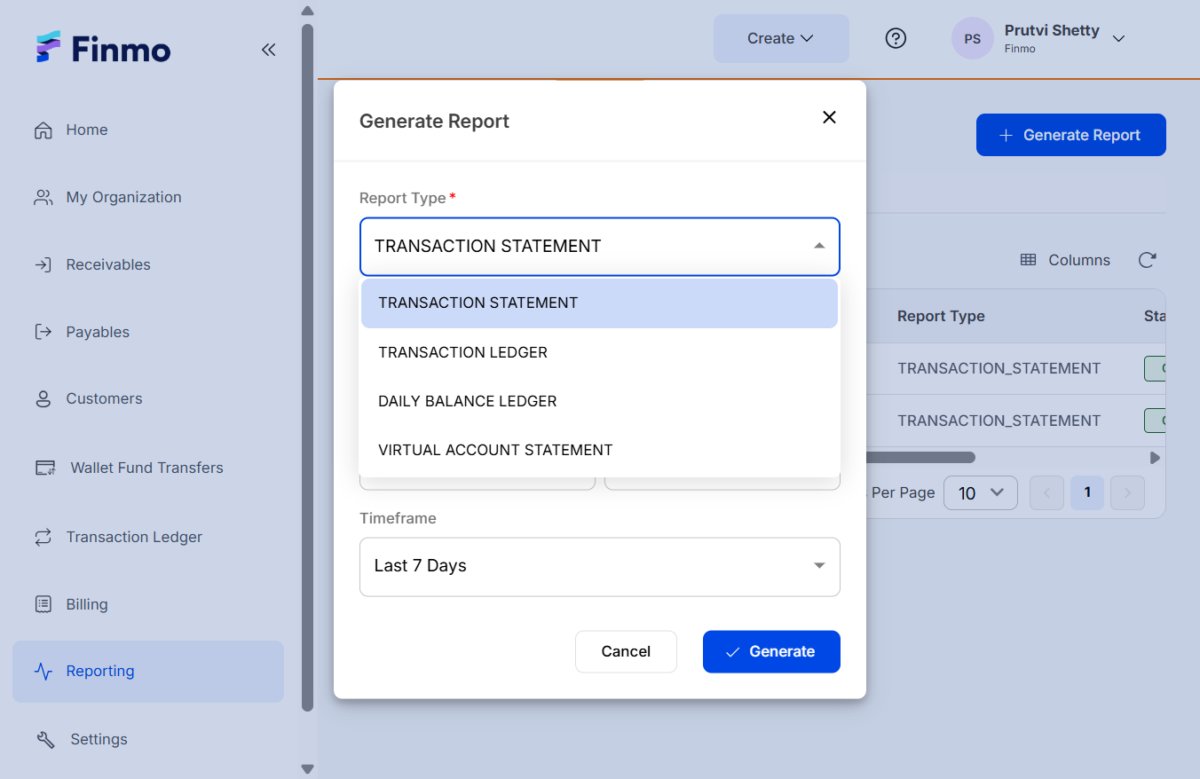Select Report Type
