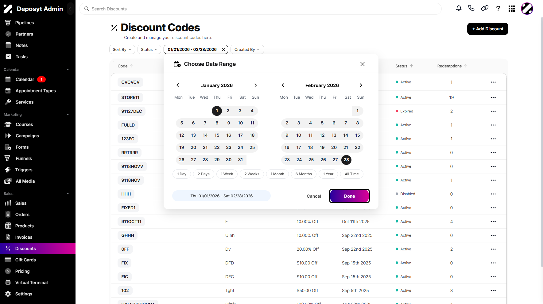 Step 5: Once you’ve chosen the date range, click Done to begin filtering.
