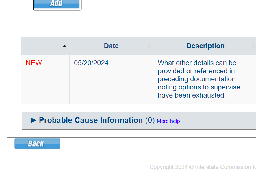 Click on ▶ Probable Cause Information