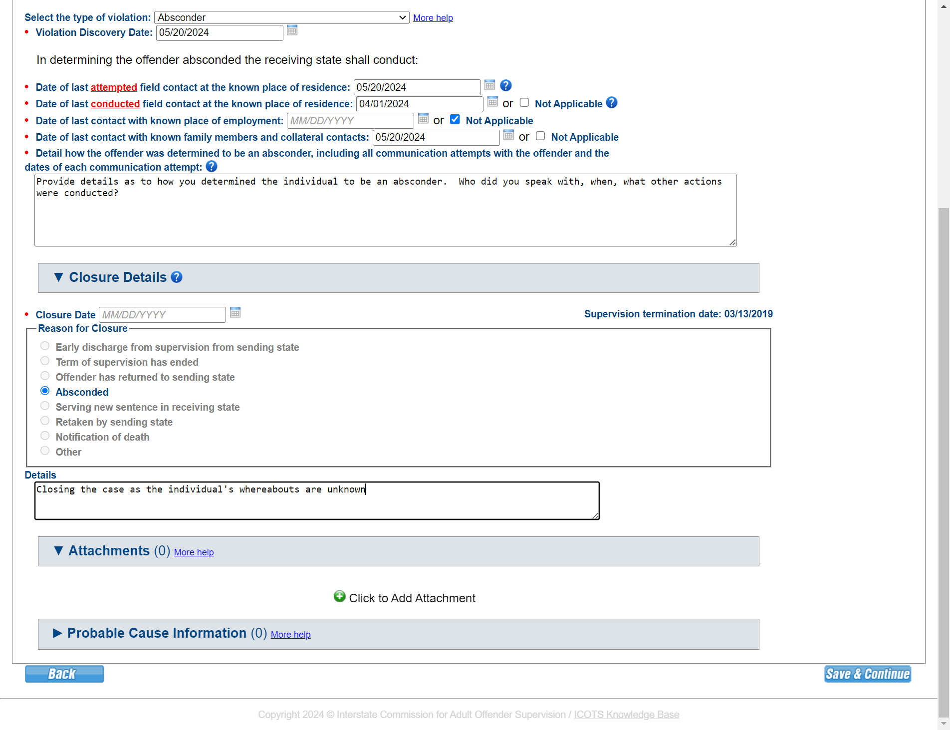 Click on Add an attachment or additional documentation