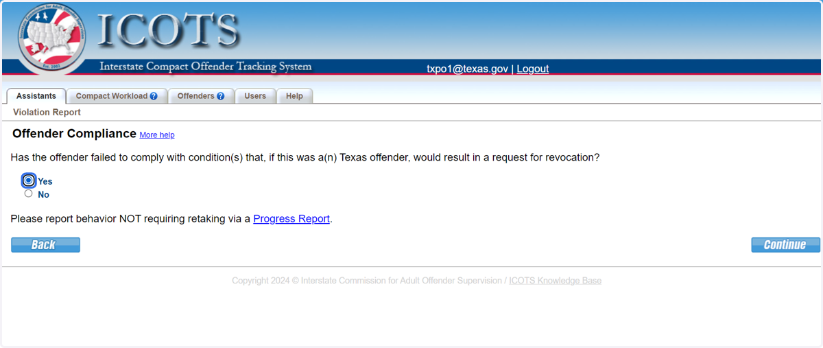 To report an absconder, chose 'yes.'