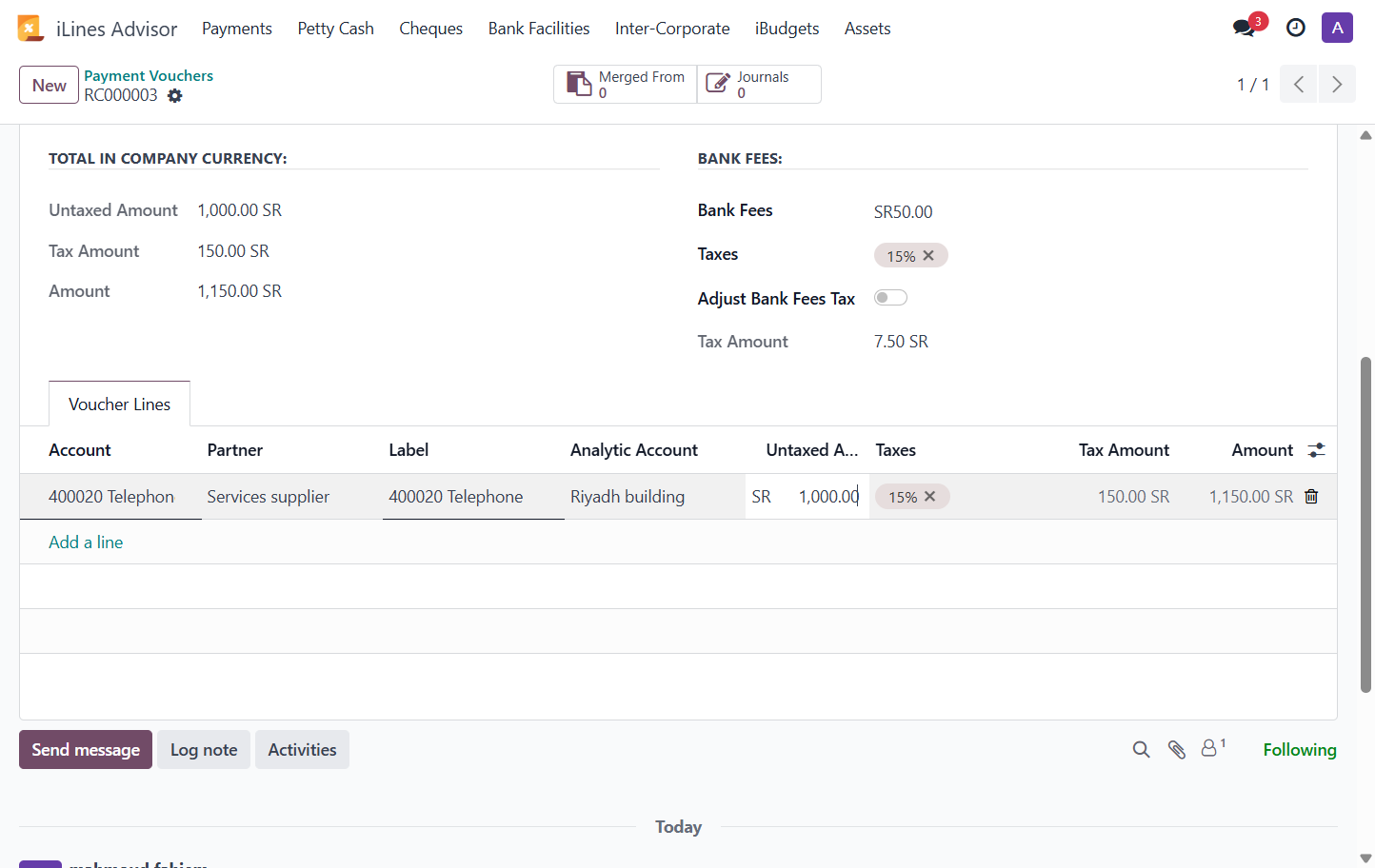 Enter the amount without tax and select the tax if applicable.