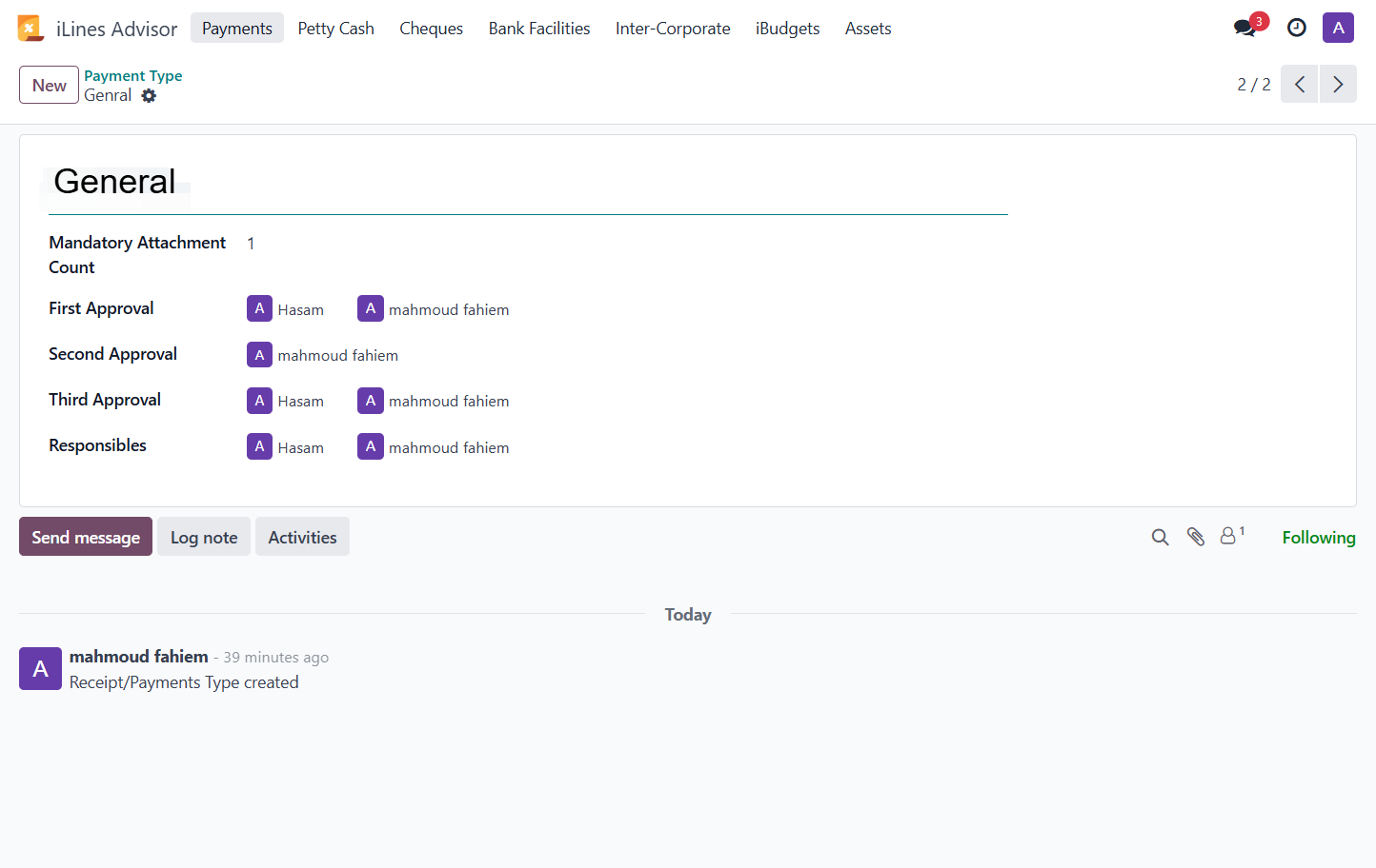 Make settings on the type