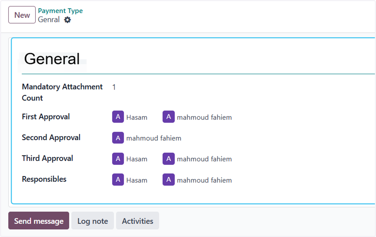 Make settings on the type
