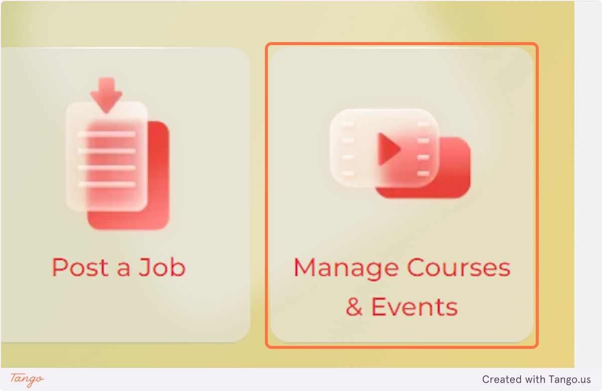 Click on MANAGE COURSES & EVENTS at the bottom right corner of the page.