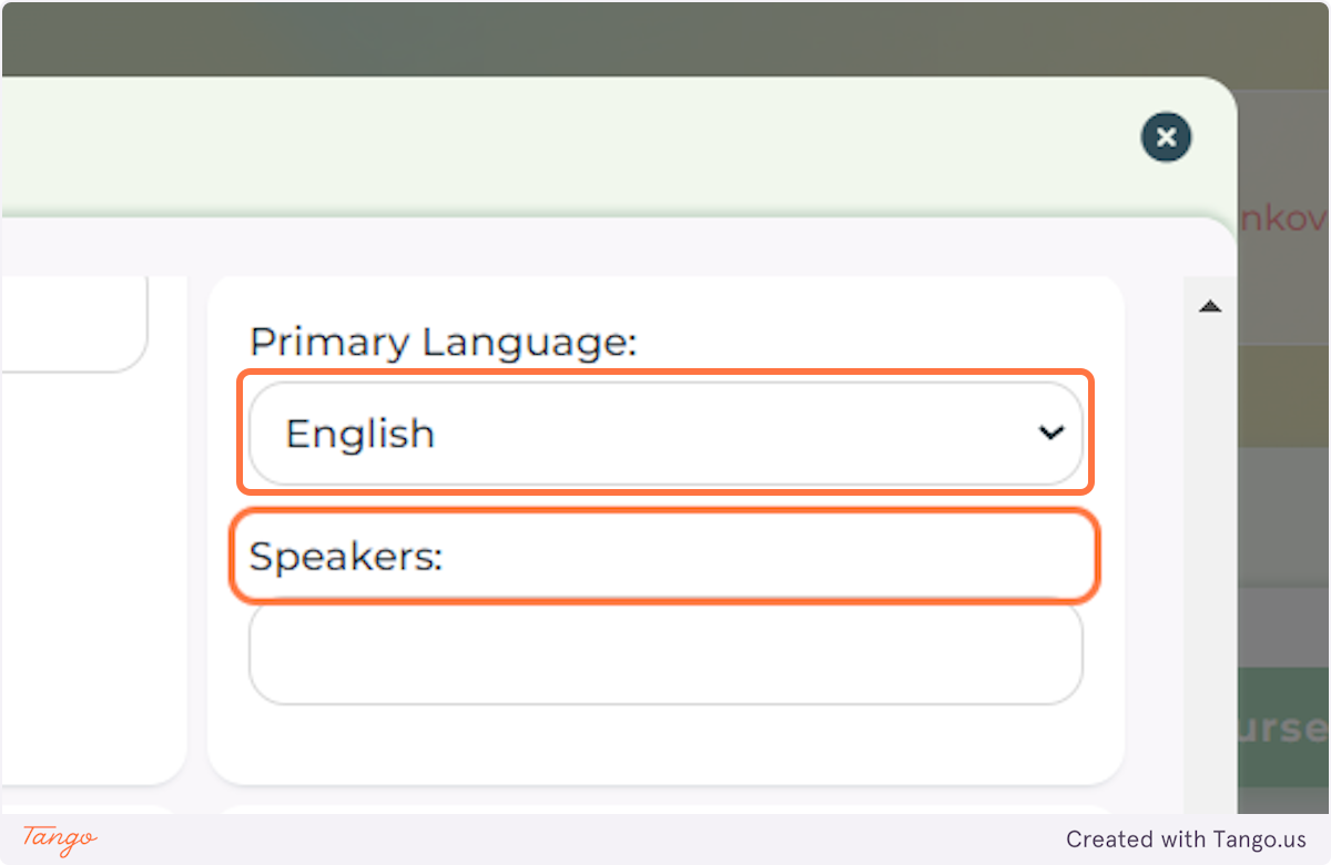 Select the Primary Language for your event and add the Speakers' names.