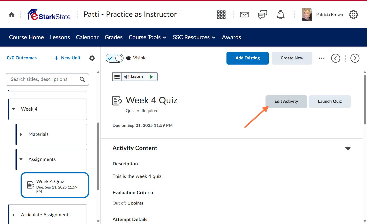 Click on Edit Activity