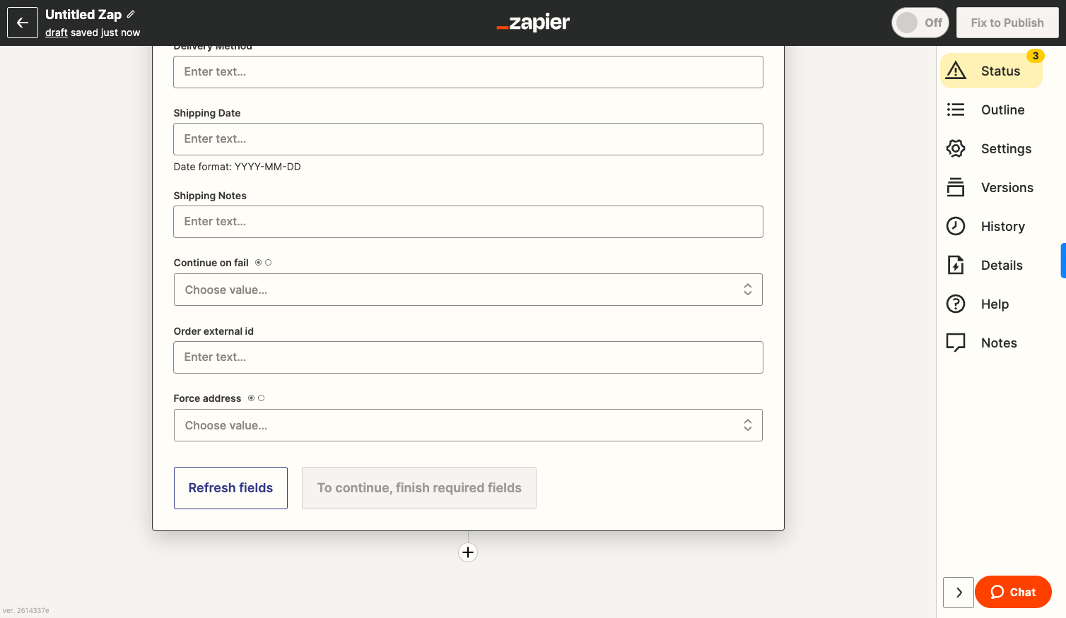 Finish required fields and click on Publish to begin using your Zap.